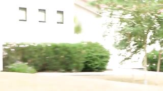 Adorable amateur teasing outdoors