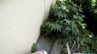 Casual cock riding outdoors