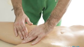 Passionate massage table fuck