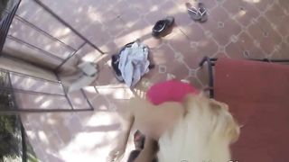 BJ on a ride and backyard fuck